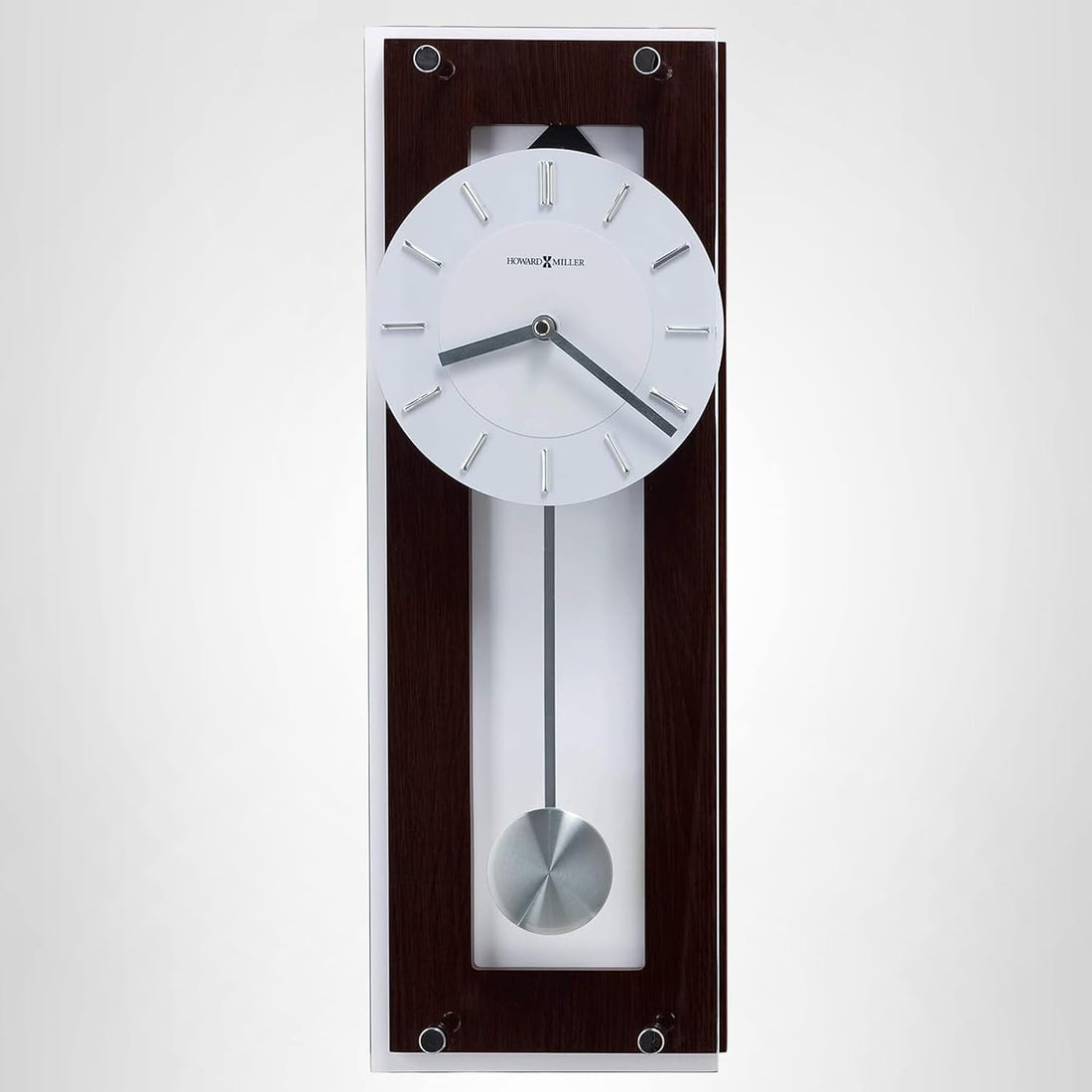 Vintage Wall Clocks II – Espresso Finish with Silver Pendulum, Wenge Style Chrome Accents