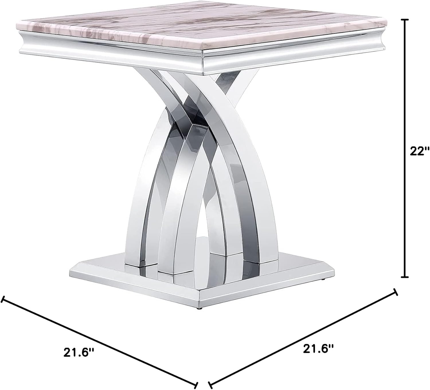 Premium Silver End Table X Base Living Room Luxury