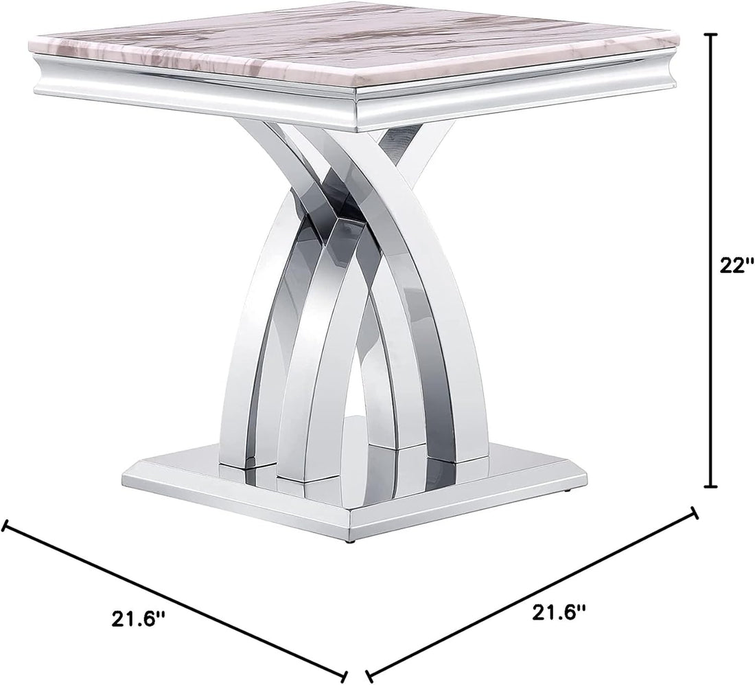 Premium Silver End Table X Base Living Room Luxury