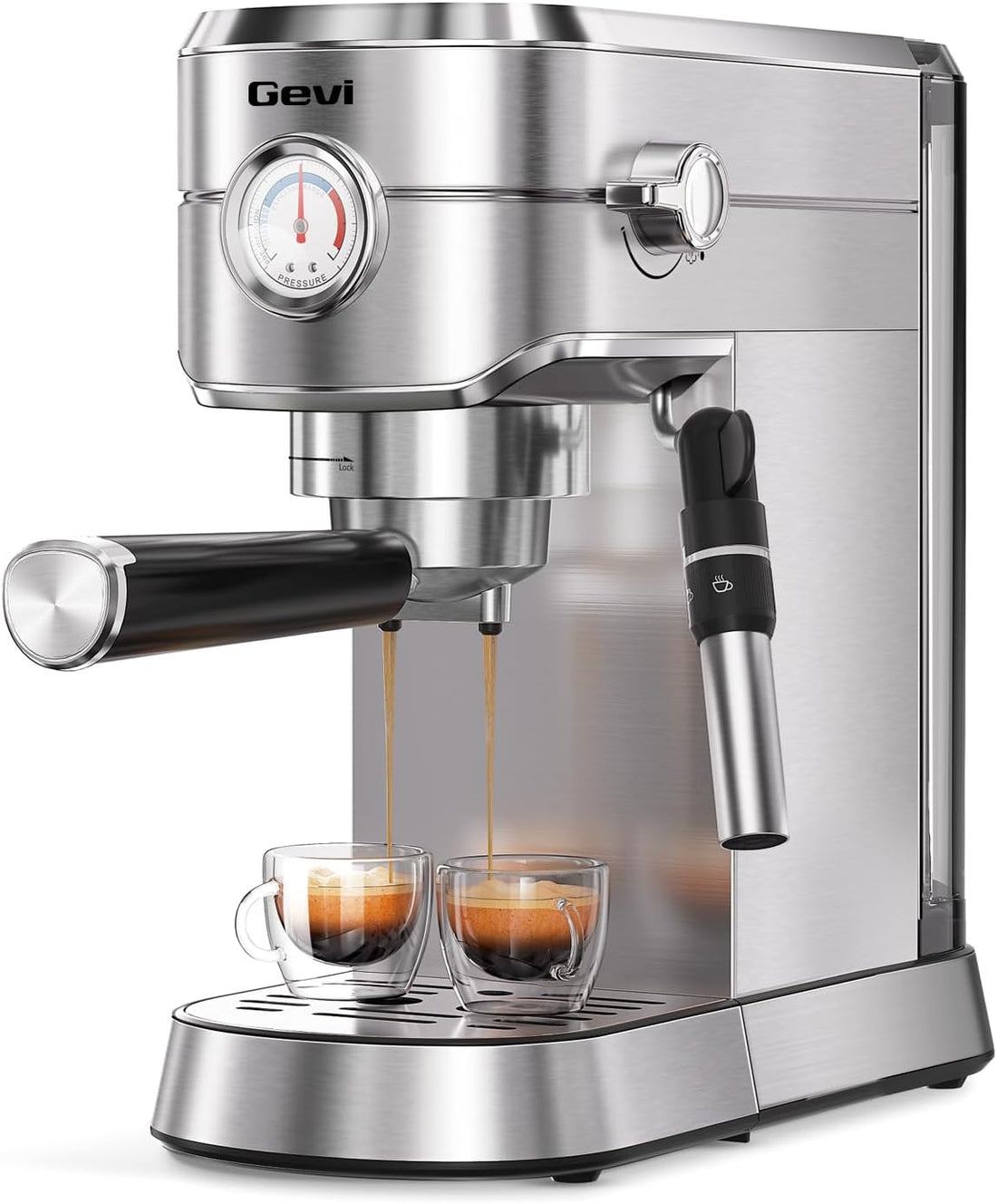 New Stainless Espresso Coffee Machine 20 Bar - Auto Milk Frother & Steam Wand, NTC Temp Control