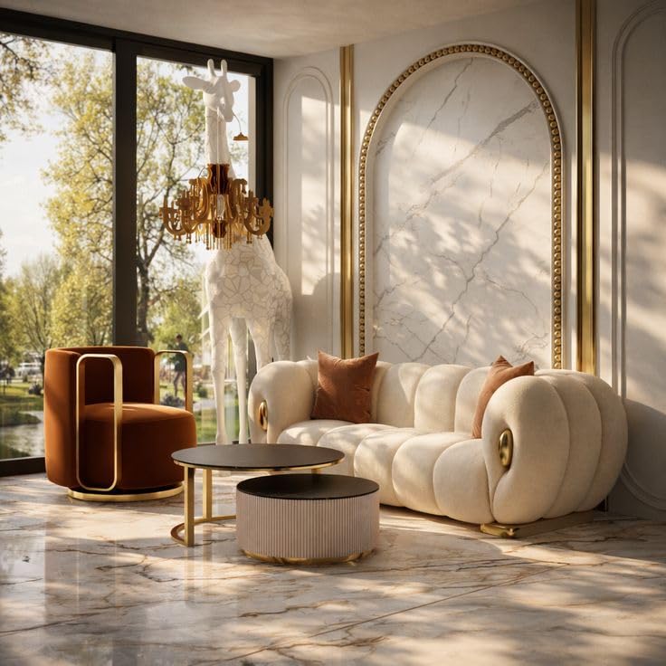 luxury Chesterfield Sofa Chair Cloud Soft Cream Marshmallow Fabric