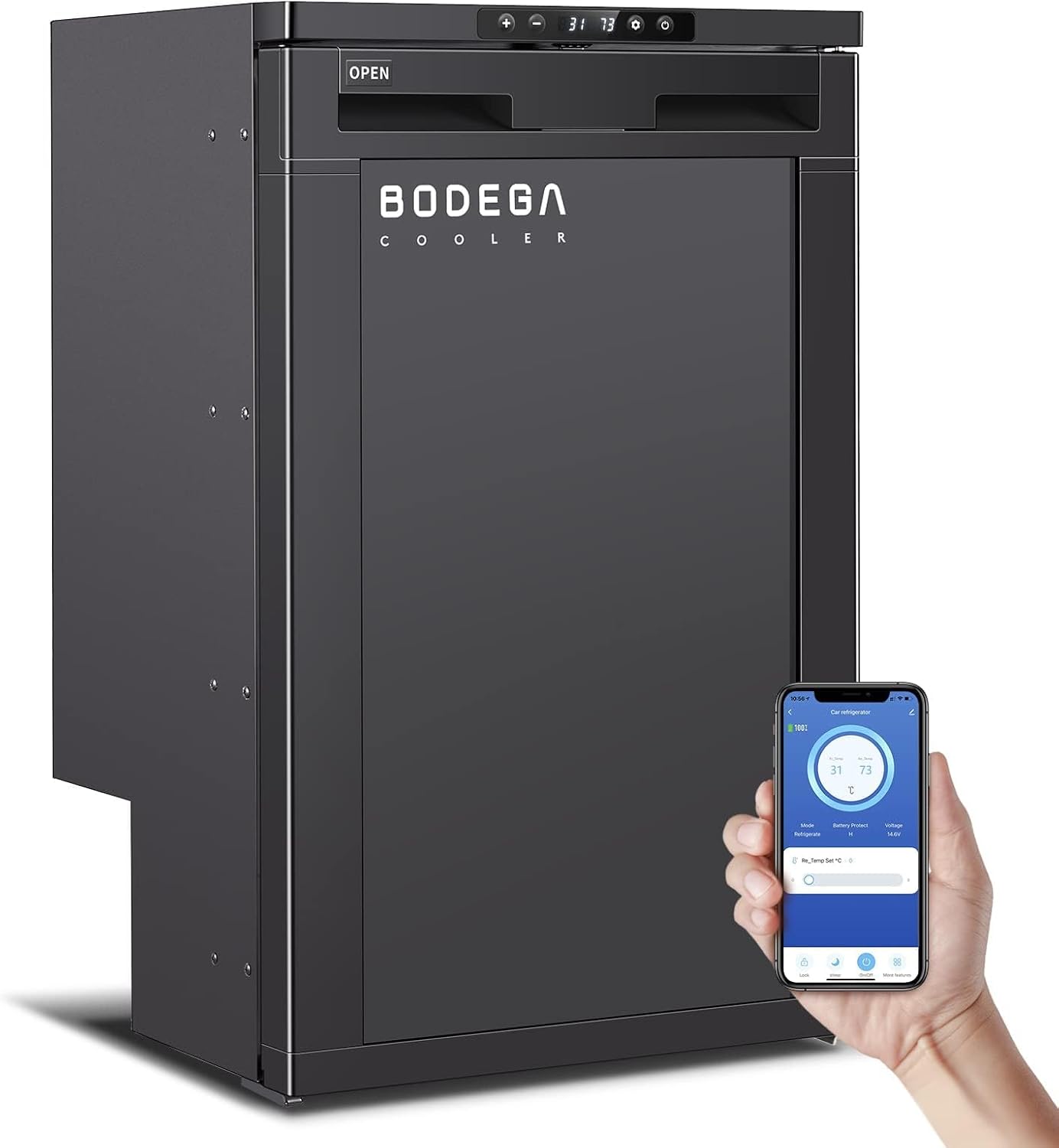 COOLER 12 Volt RV Refrigerator, 80L(2.82Cu.Ft) RV Fridge with Freezer, APP Control Car Refrigerator, (-4℉-68℉) Travel Compressor Cooler 12/24V DC for Boat, Yacht, Caravan, Truck, Camping