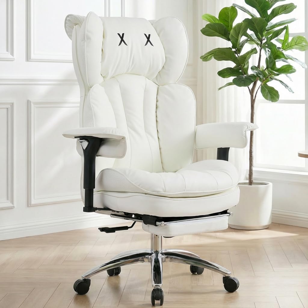 New Heavy-Duty Executive Office Chair with Footrest, High-Back Leather Desk Gaming Chair