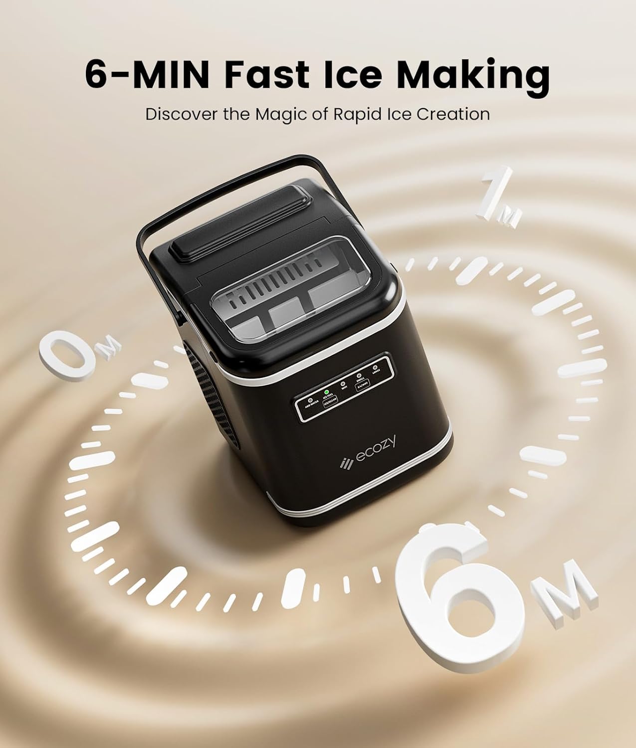 Smart Ice Maker, Portable Ice Makers Countertop with App Remote & Voice Control, 9 Bullet Ice Cubes in 6 Mins, 26Lbs/24Hrs, Self-Cleaning, Quiet Ice Maker Machine for Home Kitchen Office RV