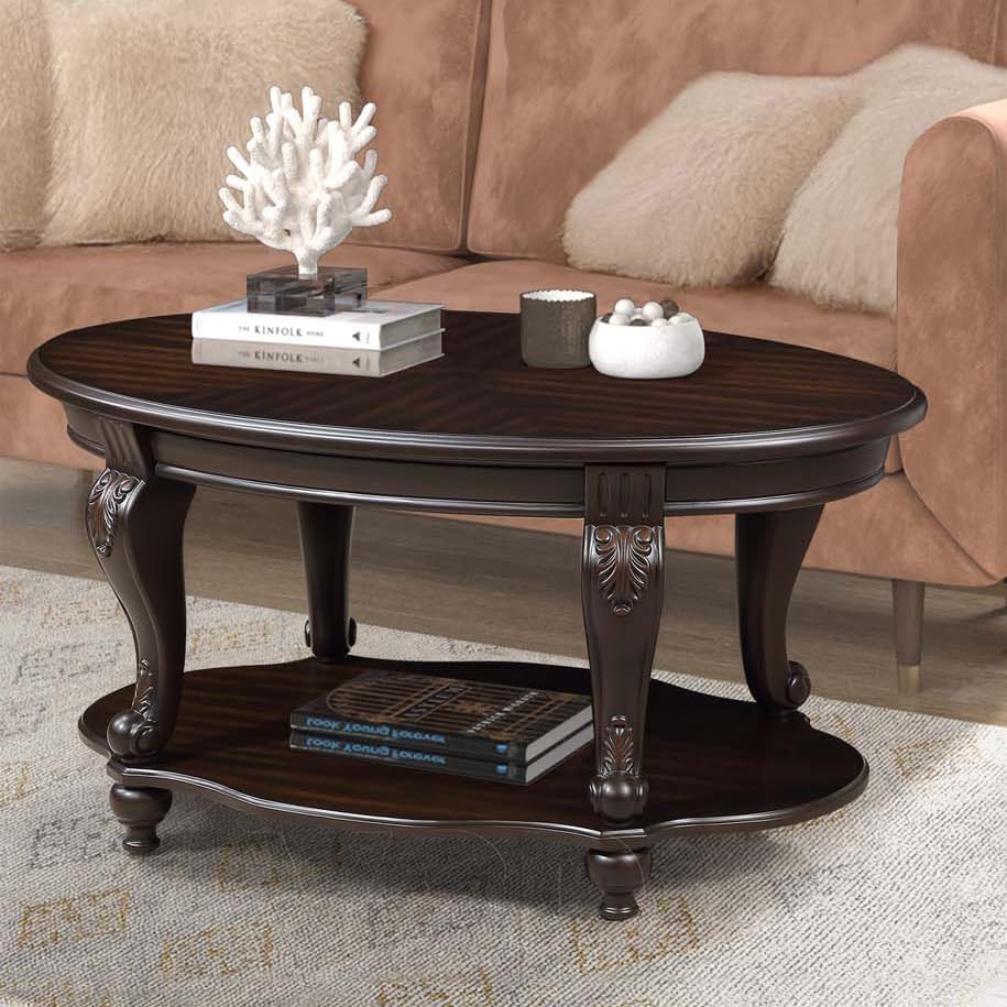 Modern Solid Wood Coffee Table Set with Open Storage, Coffee Table Home Interiors Furniture