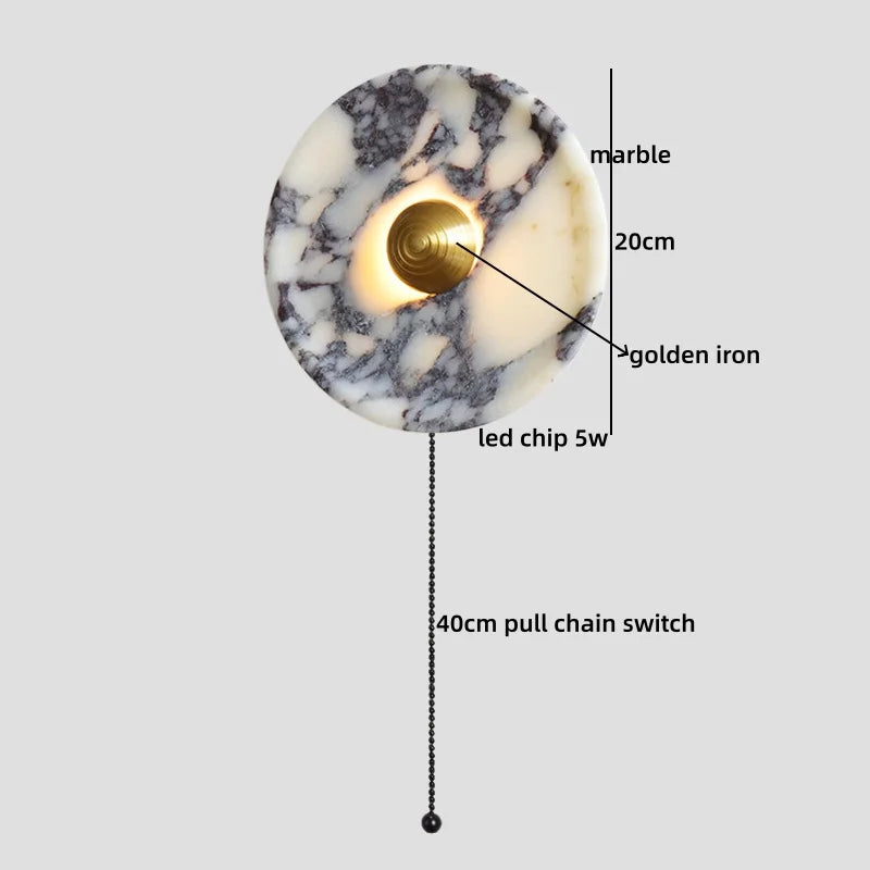 Marble Glass LED Wall Sconces Lights Indoor Bedroom Lamps 
