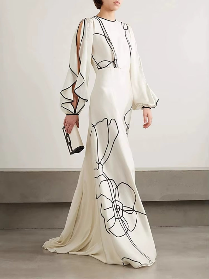 Women Fashion O-Neck High Waist Summmer Maxi Dress