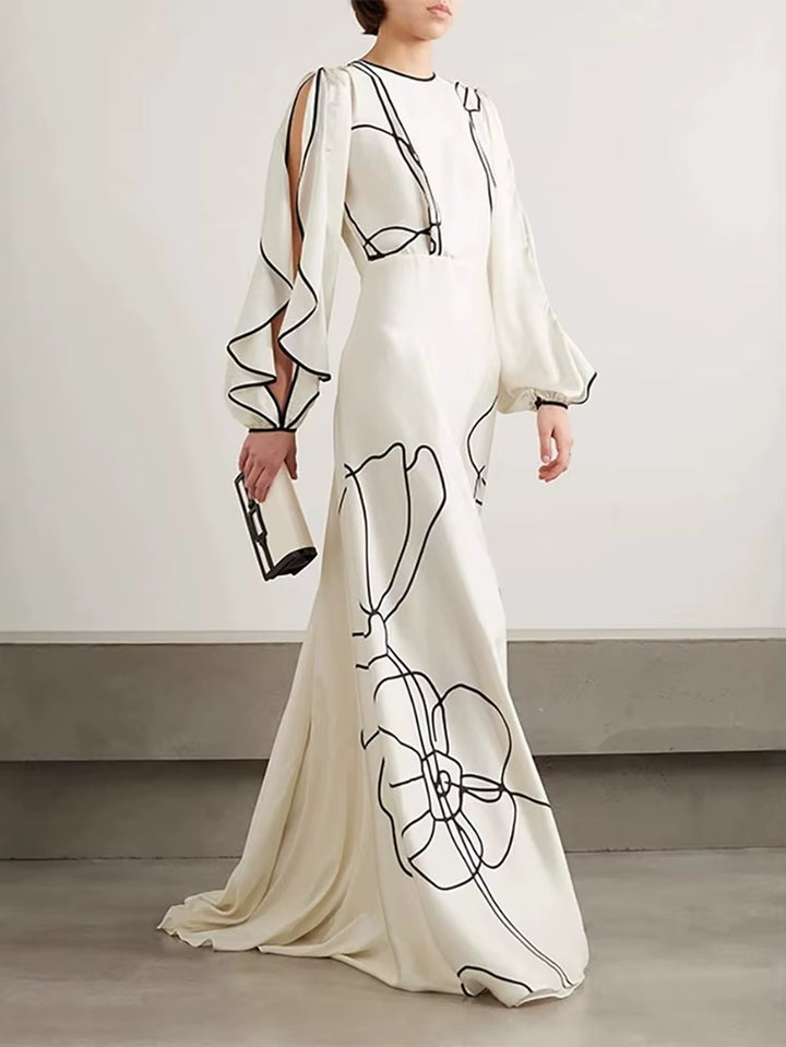 Women Fashion O-Neck High Waist Summmer Maxi Dress
