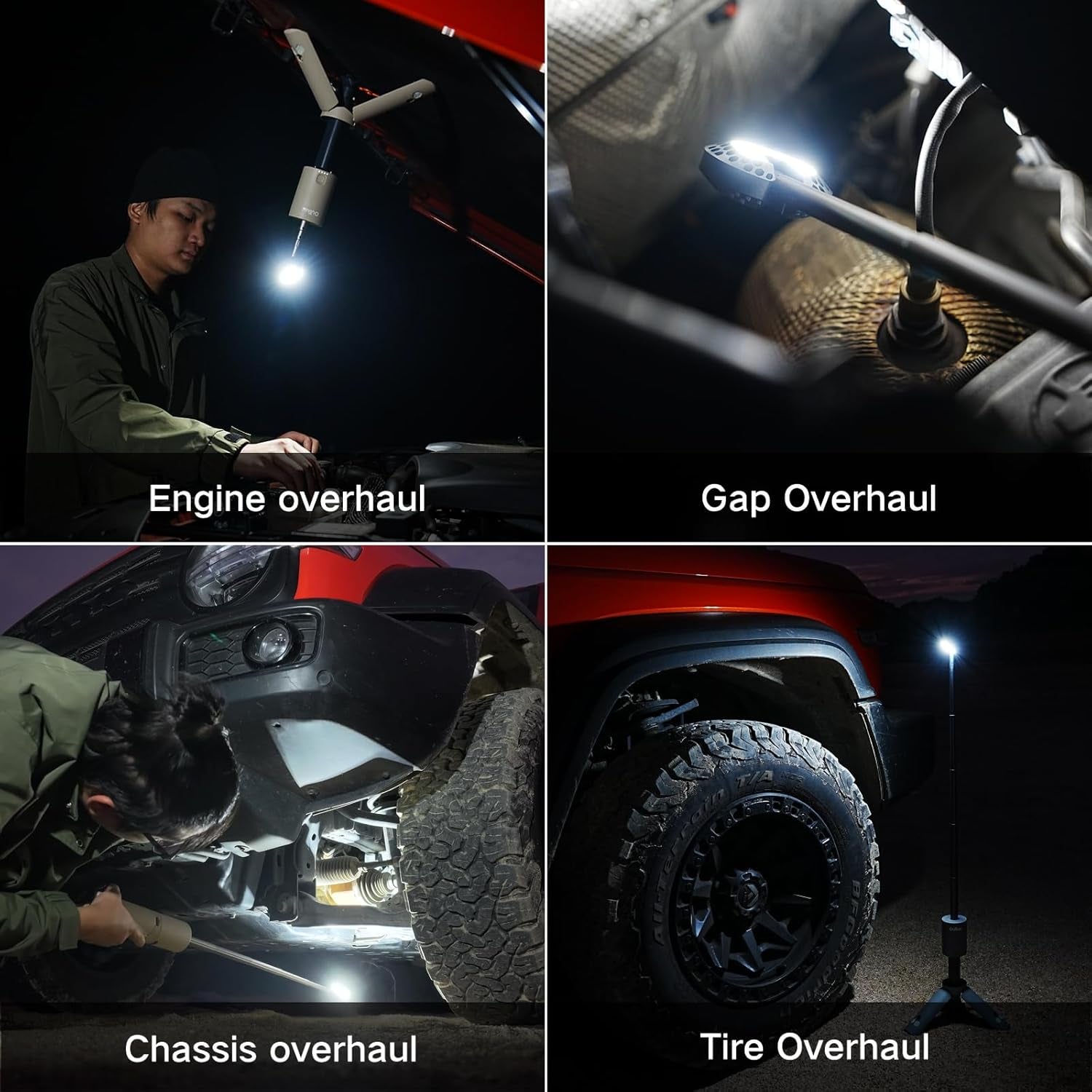 Camping Light Telescopic, Collapsible Magnetic Camping Lantern with 12000Mah Battery, Telescoping IPX6/IPX7 Waterproof Flashlights, Camping Lamp for Emergency, Camping, Hiking (Gray)