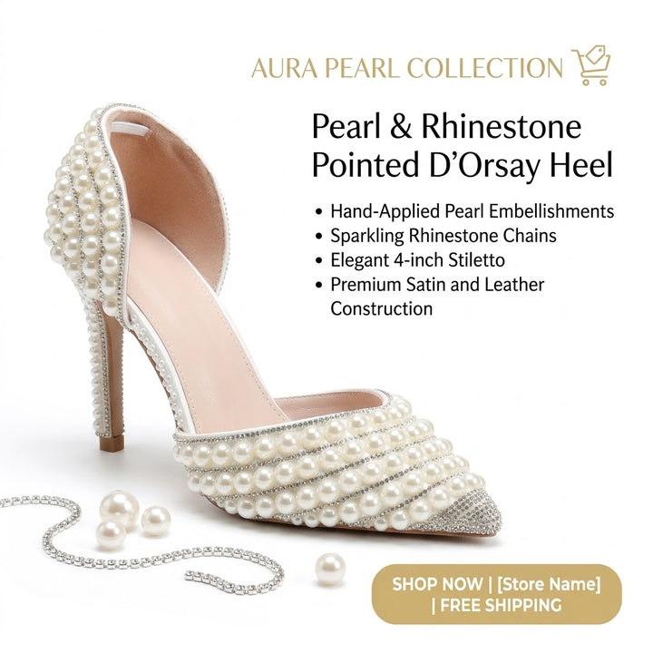 Luxury Handmade Pearl Rhinestone Wedding Heels for Women