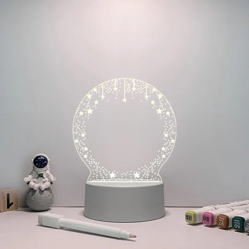 New Gift Acrylic Night Light Message Writing Board Notepad with Marker Pen Home Bedroom Creative Memo Writing Plate Table Lamp for Kids