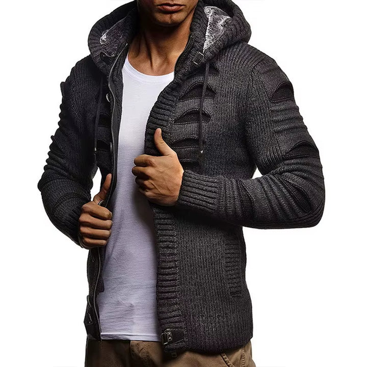 2021 Casual Slim Solid Knitted Sweater Oversized Sweater Men Full Sleeve Cardigan Hooded Sweaters Knitwear Coat Men