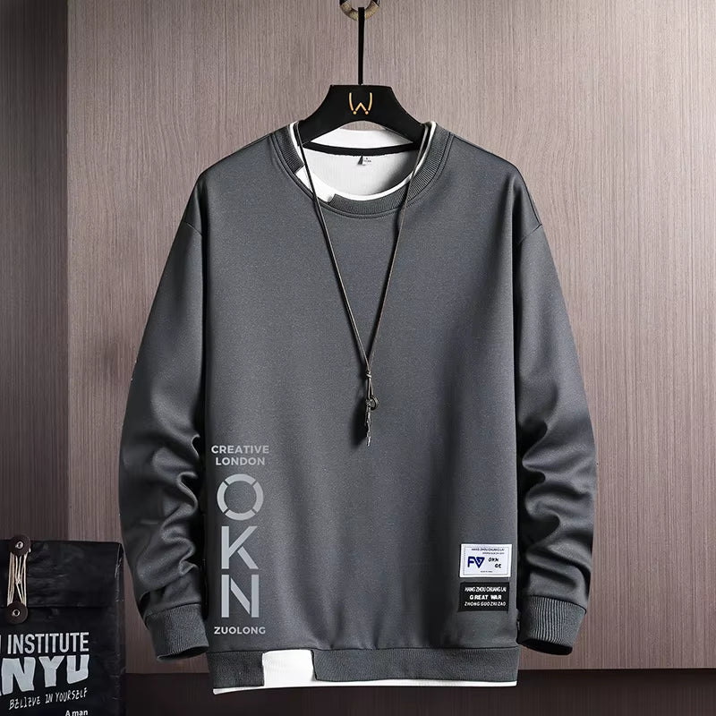 Sweatshirt Men Casual O Neck Pullover Long Sleeve Fall Streetwear Male Sportswear Hoodies Autumn New Men'S Clothing Top