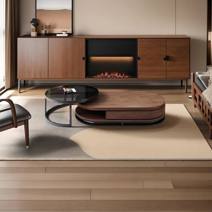 New Tyanii Coffee Table Set with Drawer and Glass Table