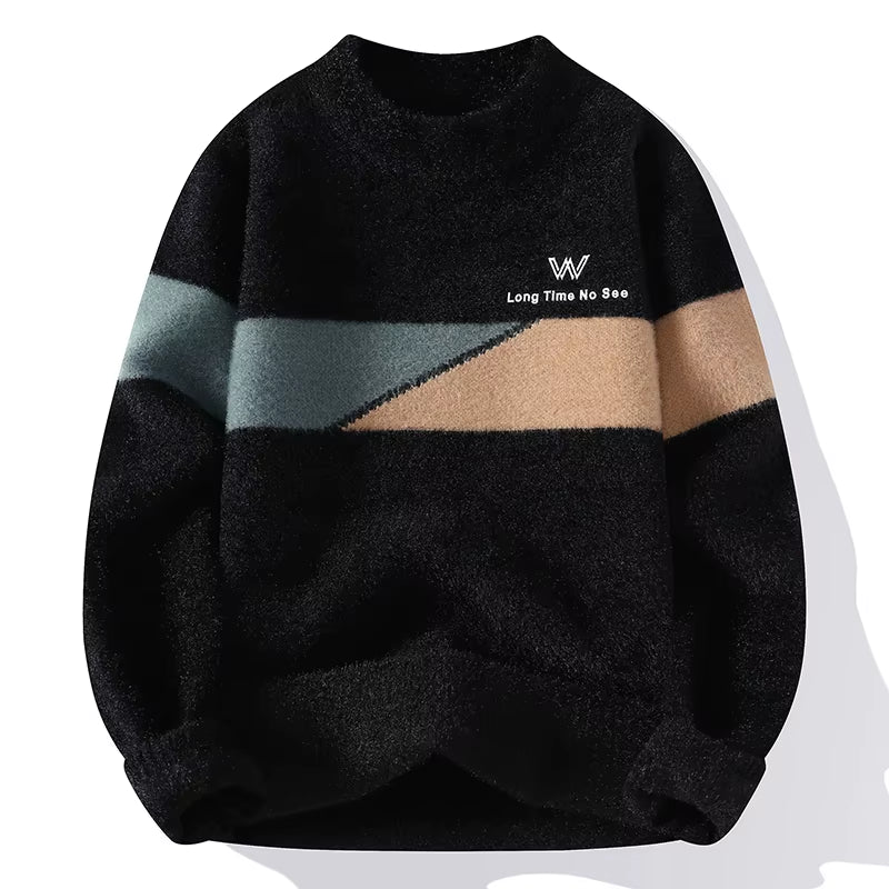 2025 Casual Men'S Classic Color Blocked Brand Sweater High-Quality Men'S Pullover Autumn/Winter Warm Knit Tops