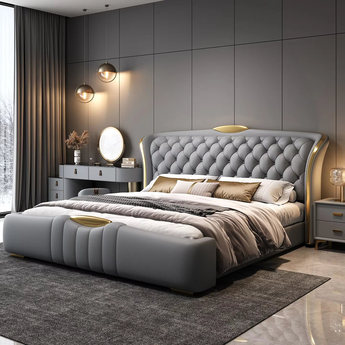 New Double Wedding Bed Frame King Size Bedroom Furniture 
