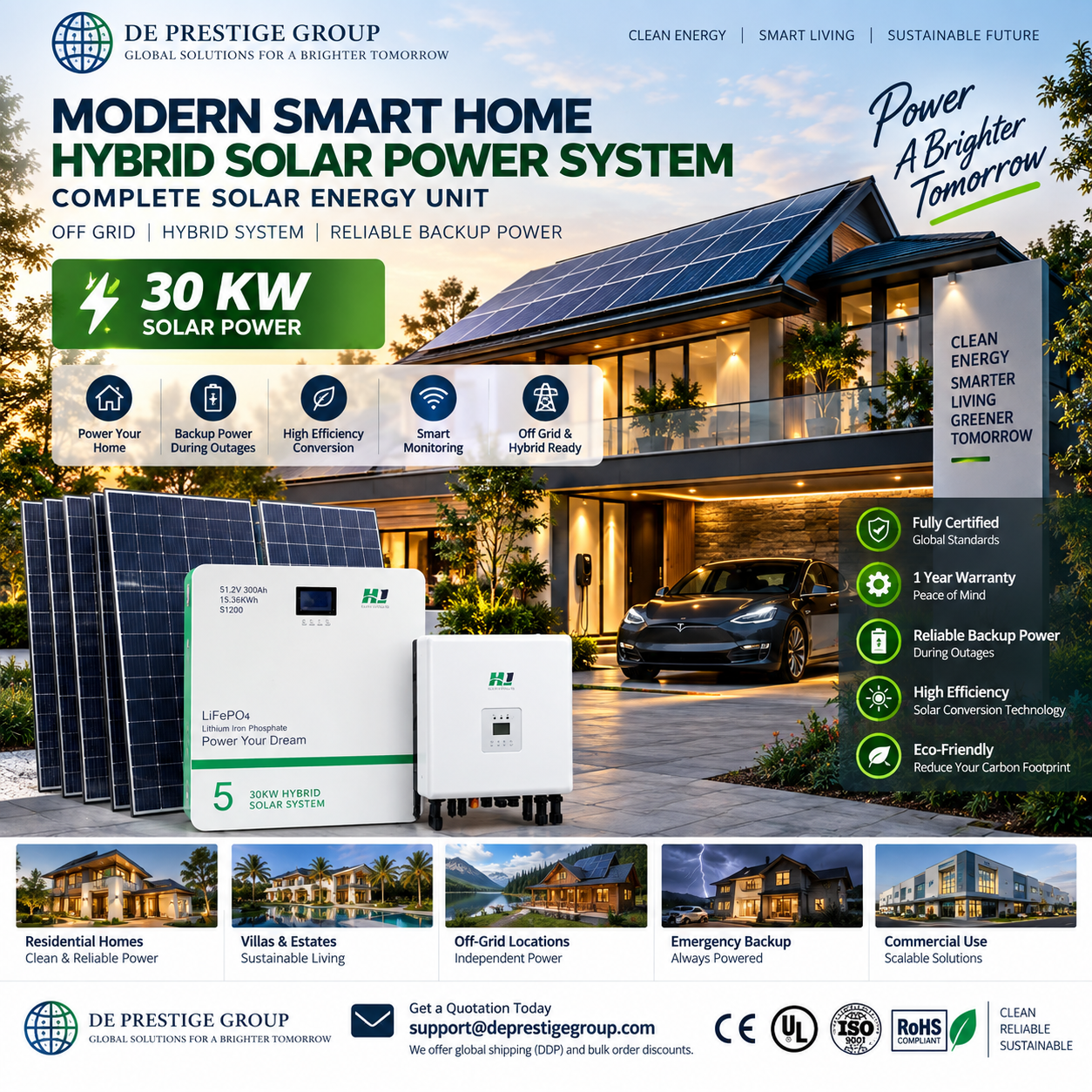 Modern Smart Home Hybrid  Solar Power System - Complete Solar Energy Unit