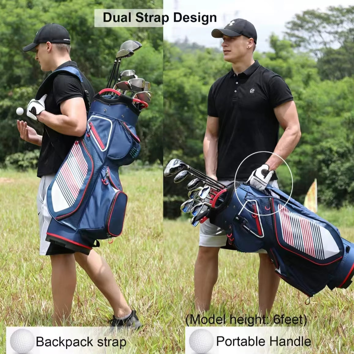 Modern Waterproof Golf Cart Bag with Full 14-Way Dividers, Golf Club Organizer