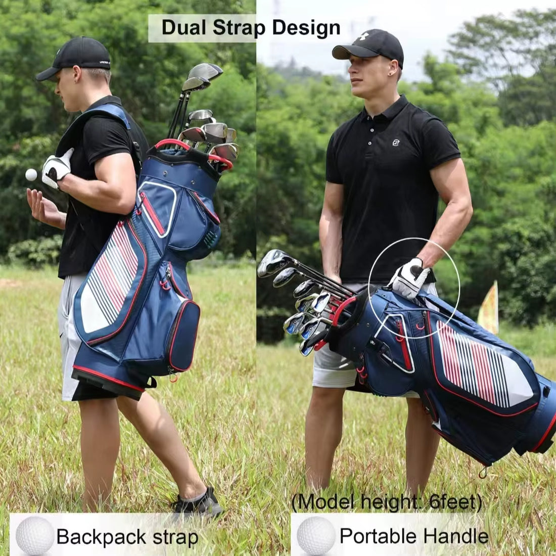 Modern Waterproof Golf Cart Bag with Full 14-Way Dividers, Golf Club Organizer