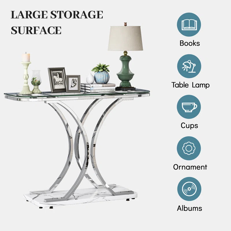 Vintage Millwood 43.3'' Glass Top Console Table