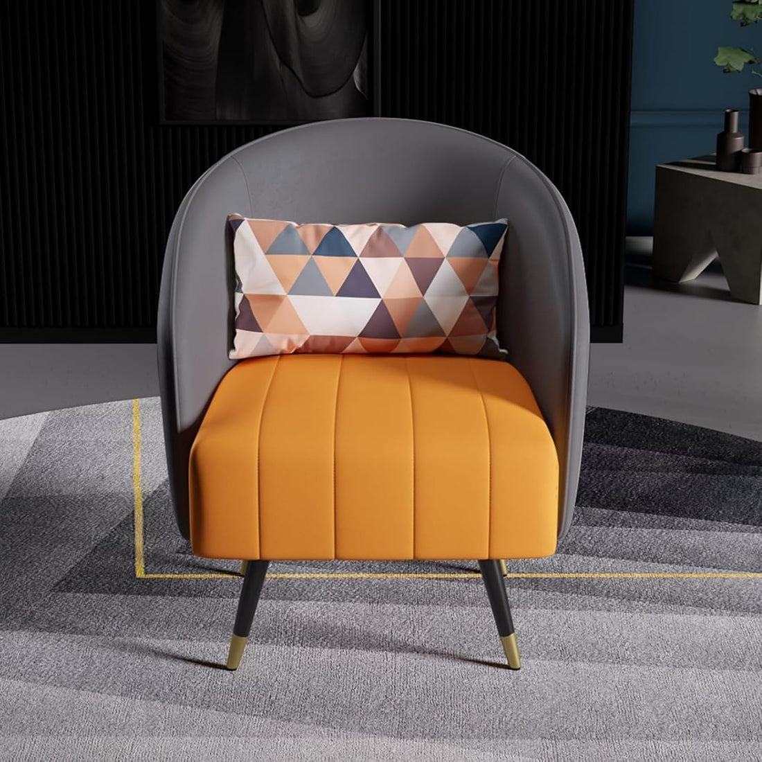 Leather Accent Chair with High Back Microfiber 