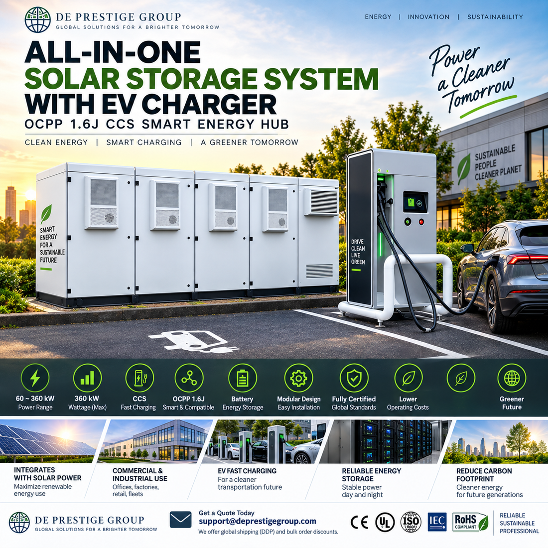 All-in-One Solar Storage System with EV Charger – OCPP 1.6J CCS Smart Energy Hub