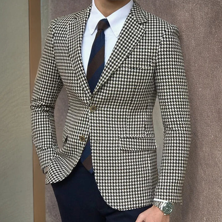 New Mens Plaid Blazer Casual Formal Blazer Jacket