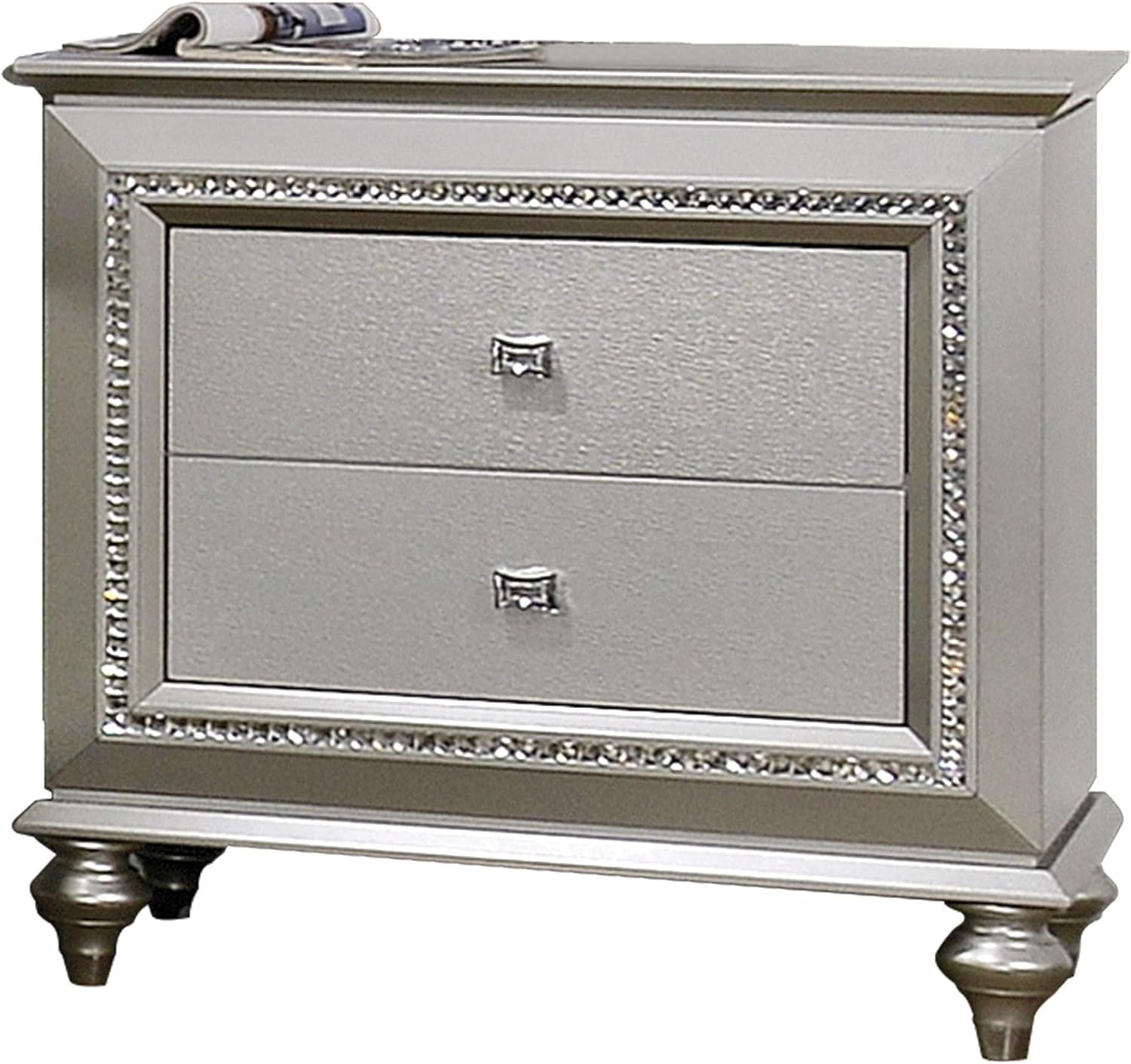 Modern luxe Champagne Glam Nightstand  Bedside Table with Drawers
