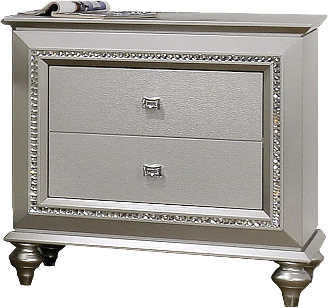 Modern luxe Champagne Glam Nightstand  Bedside Table with Drawers