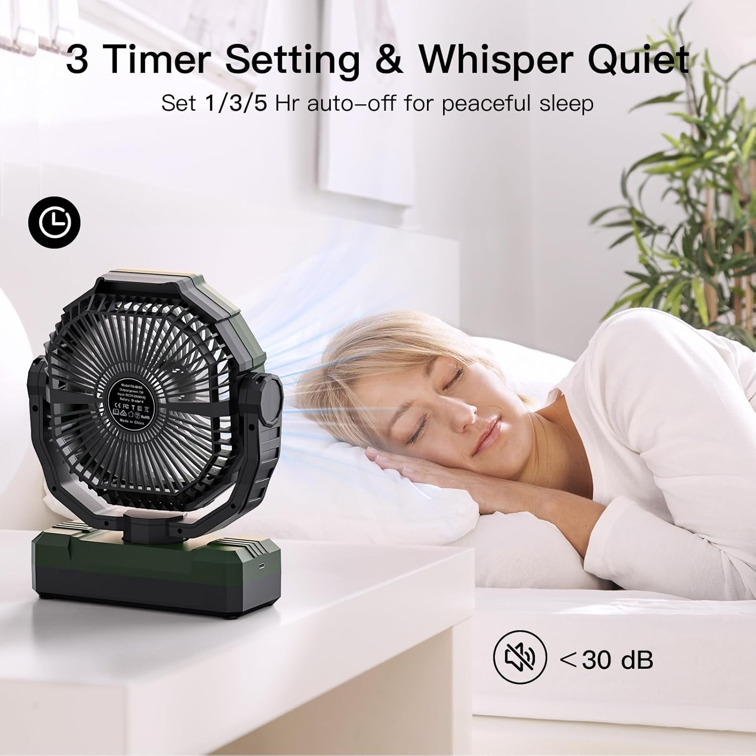 3-In-1 Camping Fan - Portable Fans Rechargeable - 24000Mah Battery Powered Fan with Light & Remote for Indoor, Outdoor, Tent, Travel, Fishing, Jobsite, Gifts for Men Dad Him - Green