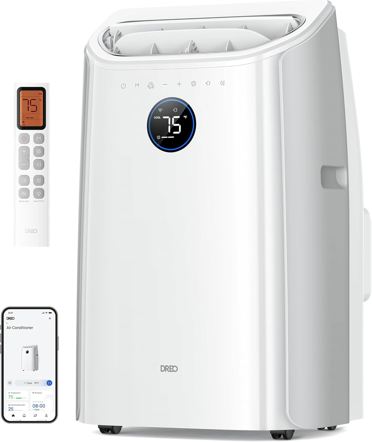 Portable Air Conditioner 515S, 12000 BTU ASHRAE (8000 BTU DOE) Smart AC Unit for Bedroom with Drainage-Free Cooling, Fan&Dehumidifier 3 in 1, App/Voice/Remote, Quiet Standing AC for Room Indoors