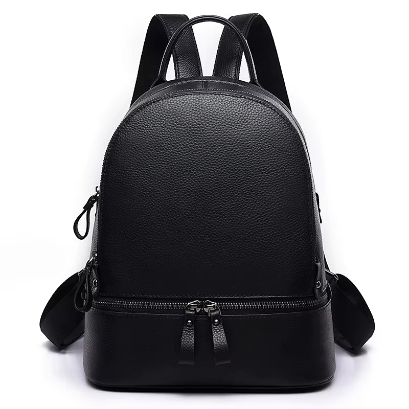 Fashion Rivet Women Backpack Brand Genuine Leather Backpack Purse Large Capacity School Bag Bookbag Designer Simple Back Pack