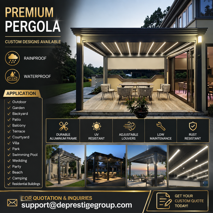 Motorisierte Pergola mit Solarpanel Allwetter-wasserdichte Pergola