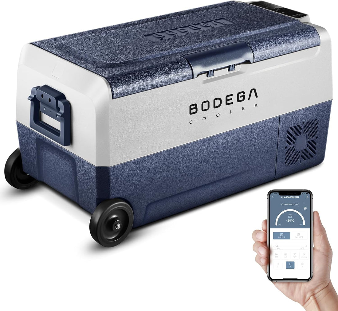 COOLER 12 Volt Car Refrigerator,64 Quart Portable Fridge Cooler APP Control,-4℉-68℉ 60L Dual Zone Car Freezer Cooler, 12/24V DC and 100-240V AC for Camping,Travel,Rv,Boat,Van,Road Trip