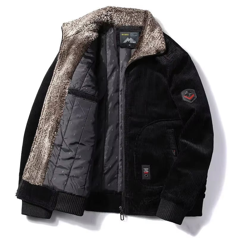 Winter Jacket Men Male Thermal Windbreaker plus Size Men'S Warm Winter Corduroy Jackets and Coats Fur Collar Casual Outwear