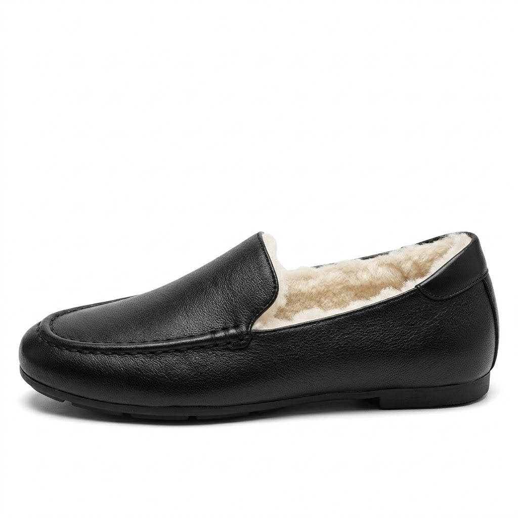 Women's Sheepskin Wool-Lined Loafers – Warm Winter Slip-On Flats