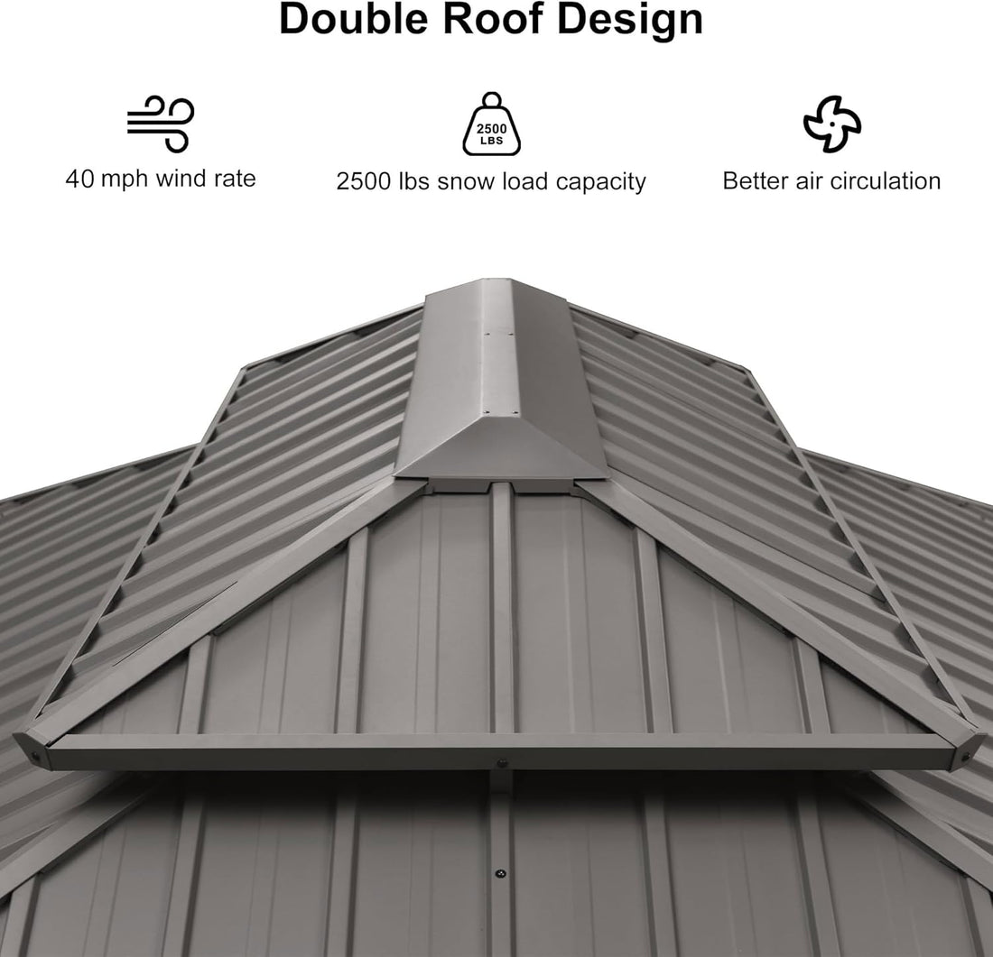 Elite Gazebo with Galvanized Steel All Weather Wind Resistance 