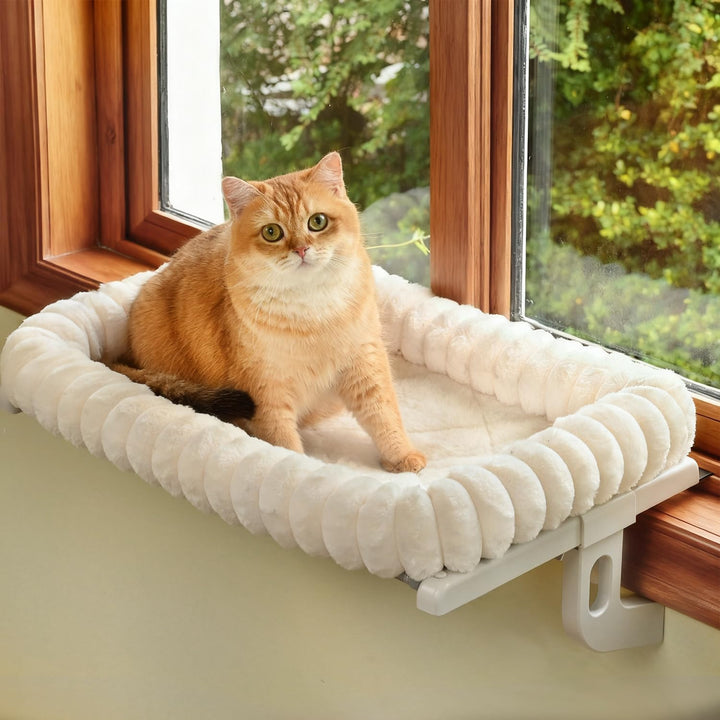 New Cloud-Cuddle Cat Window Perch with 4-Sided Bolster, Zipper Design
