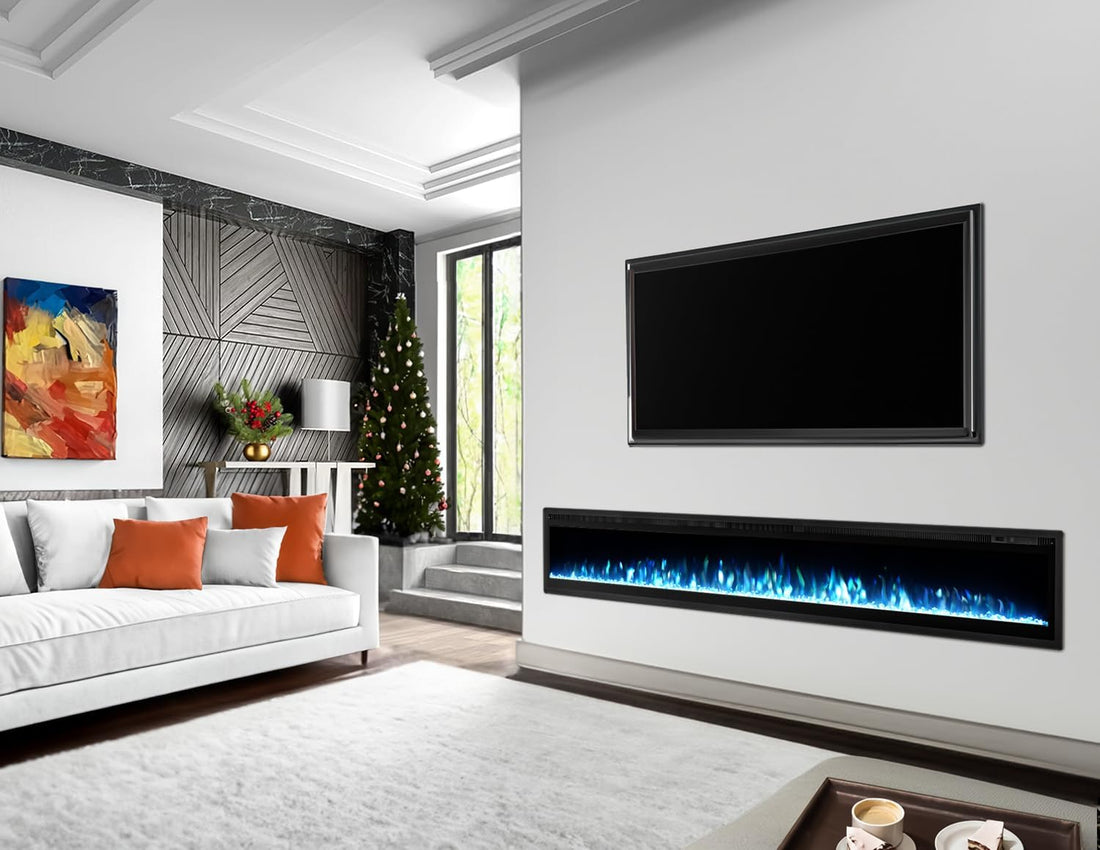 New 100 Inch Electric Fireplace Inserts,Wall Mounted with Timer, Remote Control