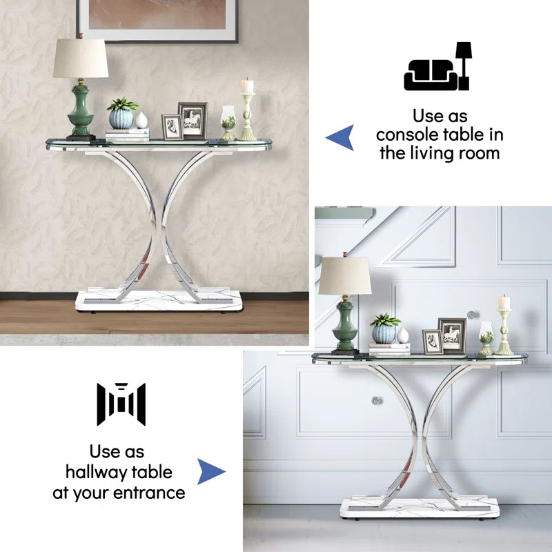 Vintage Millwood 43.3'' Glass Top Console Table