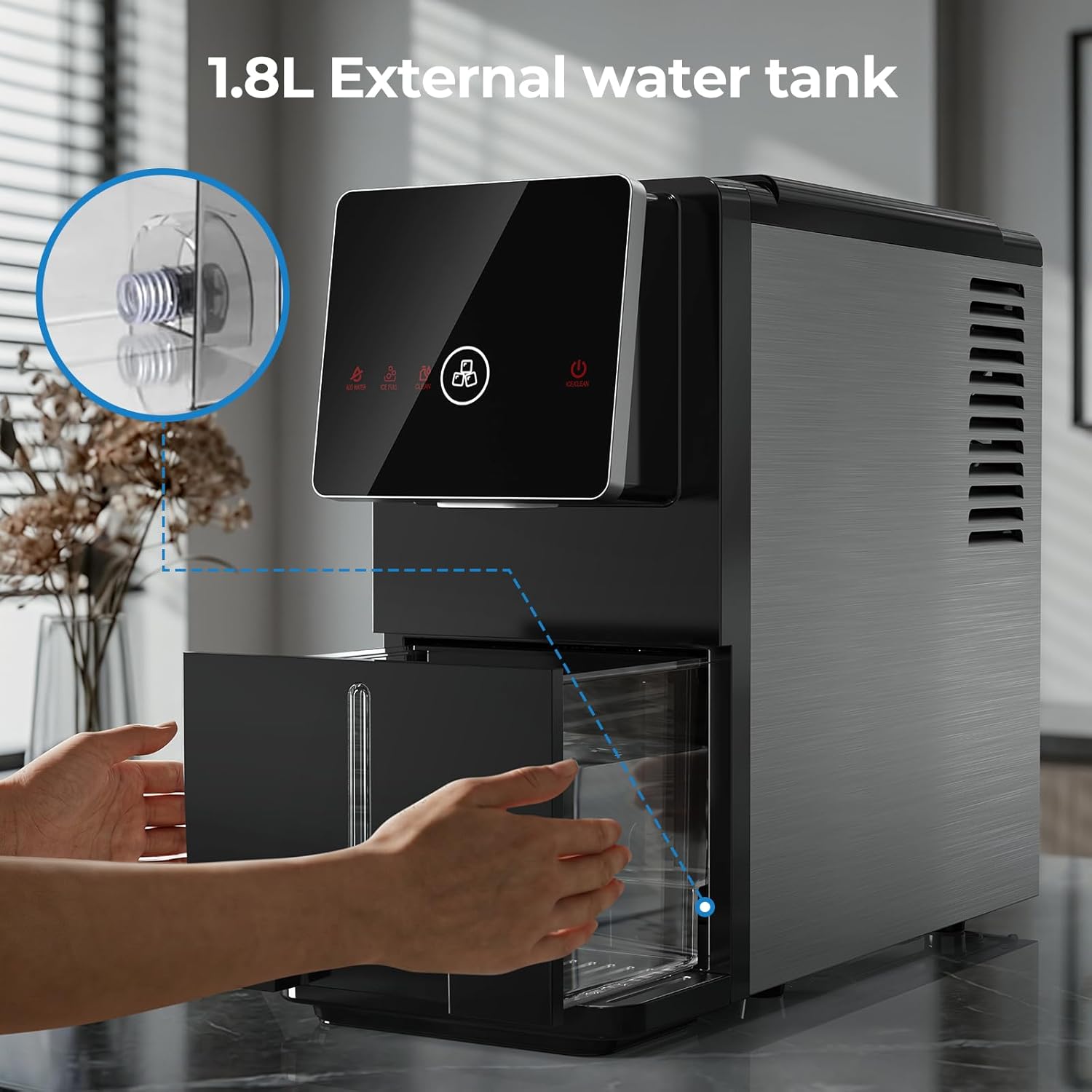 Modern Nugget Ice Maker Countertop – Portable Self-Cleaning Ice Machine