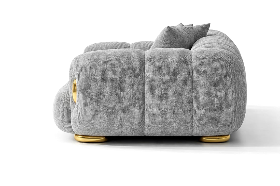 luxury Chesterfield Sofa Chair Cloud Soft Cream Marshmallow Fabric