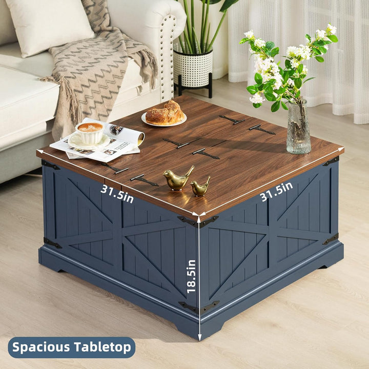 Farmhouse Designed Coffee Table with Large Hidden Storage 