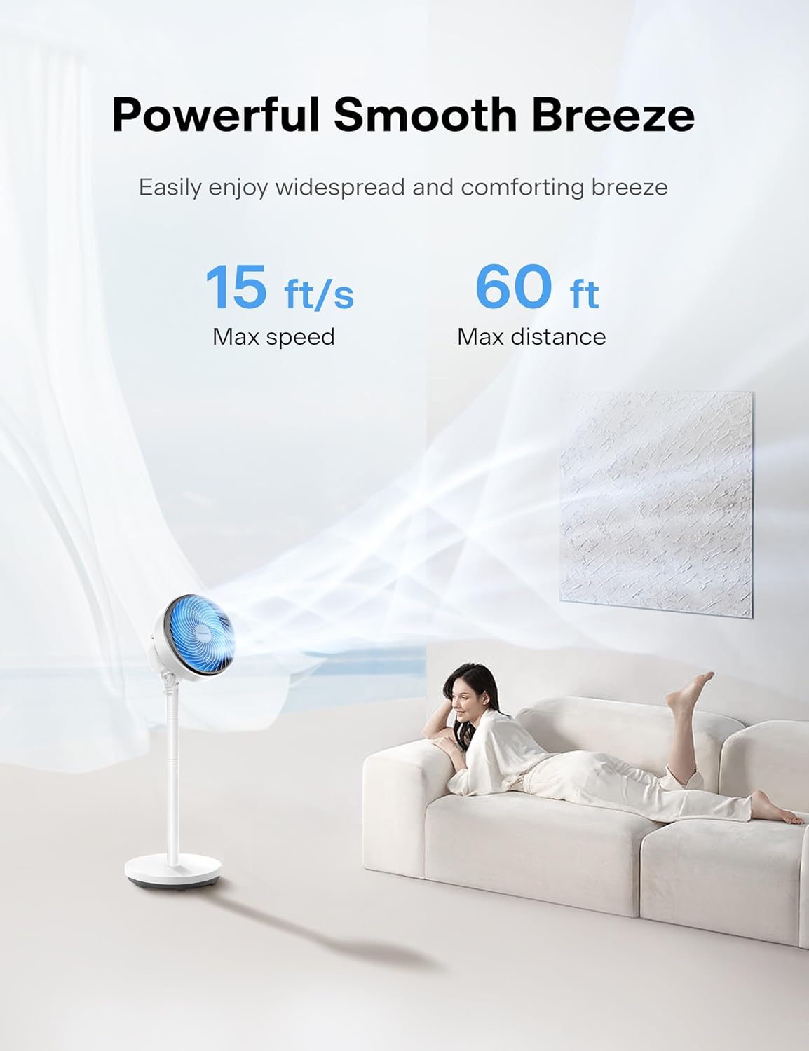 7-Inch Pedestal Air Circulator, Oscillation Fan, 3 Speeds, Adjustable Height (Tabletop/Standing Fan), 75°+90° Oscillation, 5-Blade Quiet Pedestal Fan for Bedroom, Office, Home