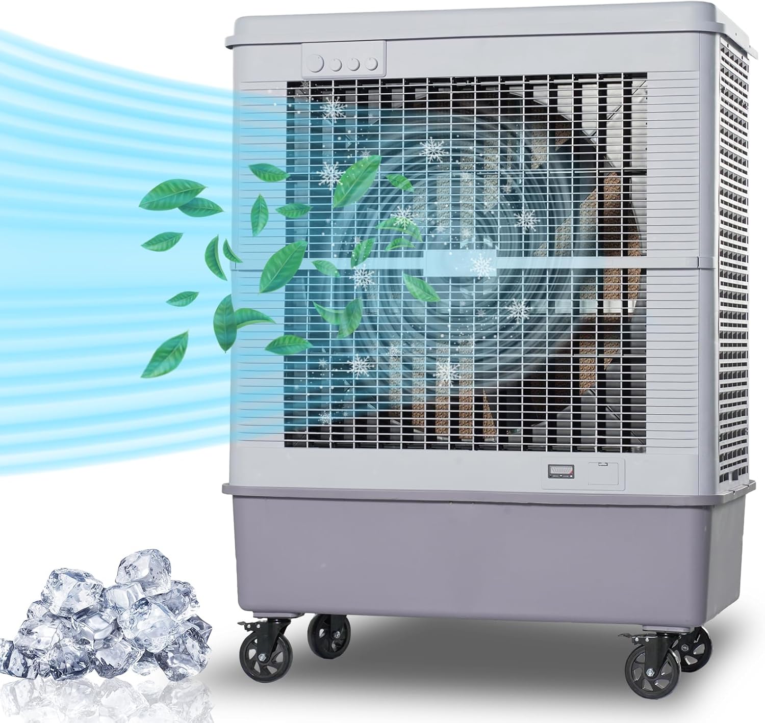 Modern Industrial Swamp Cooler – Evaporative Air Cooler with 43.6 Gallon Tank, 7-Speed Oscillating Fan