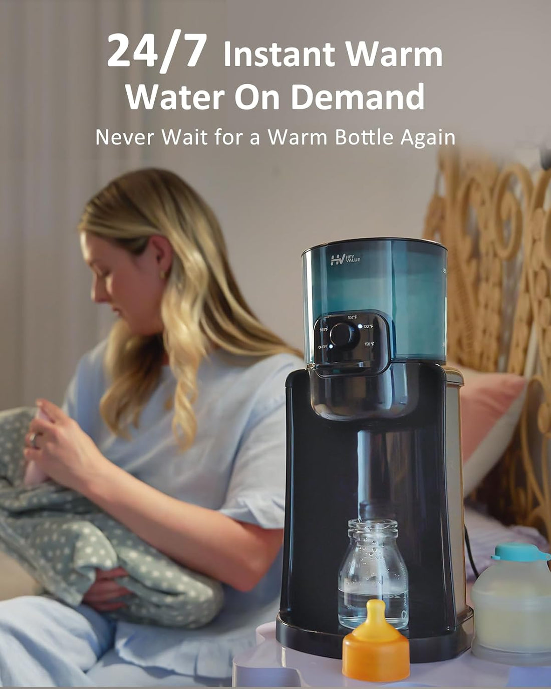 New Baby Bottle Warmer & Formula Maker – Instant Warm Water Dispenser with Night Light