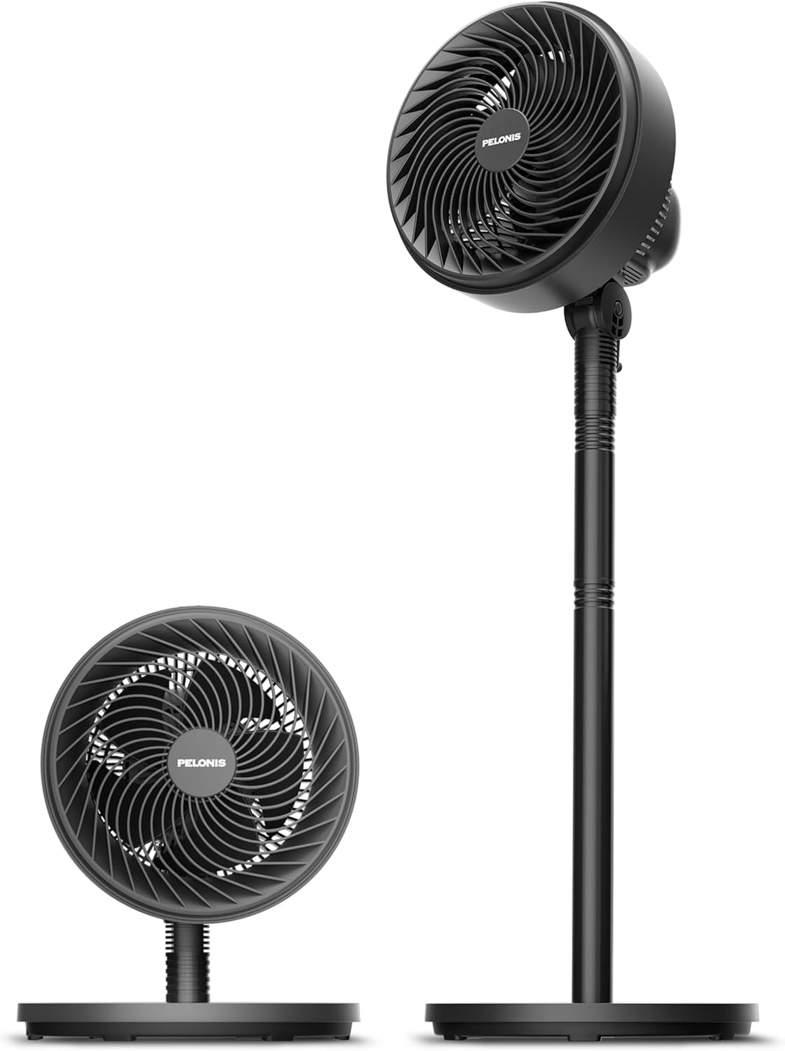 7-Inch Pedestal Air Circulator, Oscillation Fan, 3 Speeds, Adjustable Height (Tabletop/Standing Fan), 75°+90° Oscillation, 5-Blade Quiet Pedestal Fan for Bedroom, Office, Home