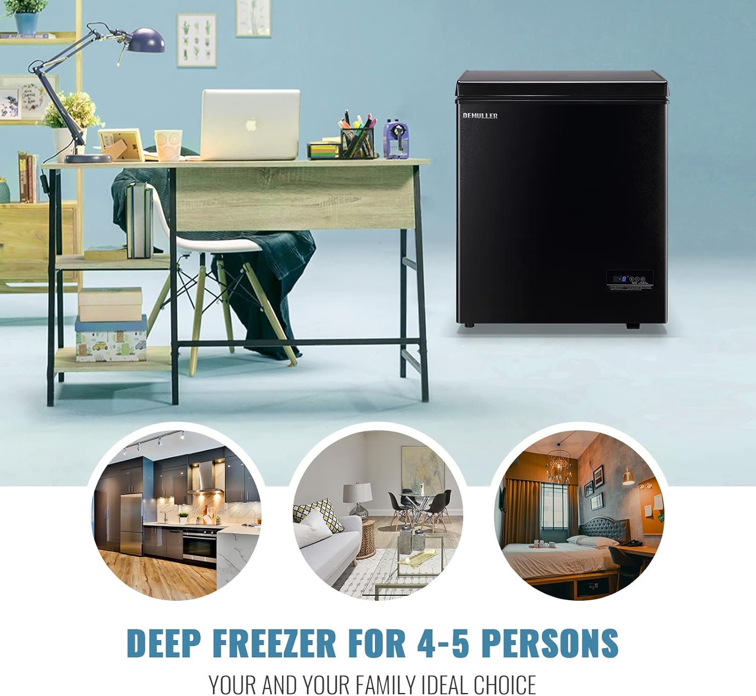 Modern Chest Small Freezer with Electronic Control 41°F to -15°F Freestanding Deep Mini Freezer