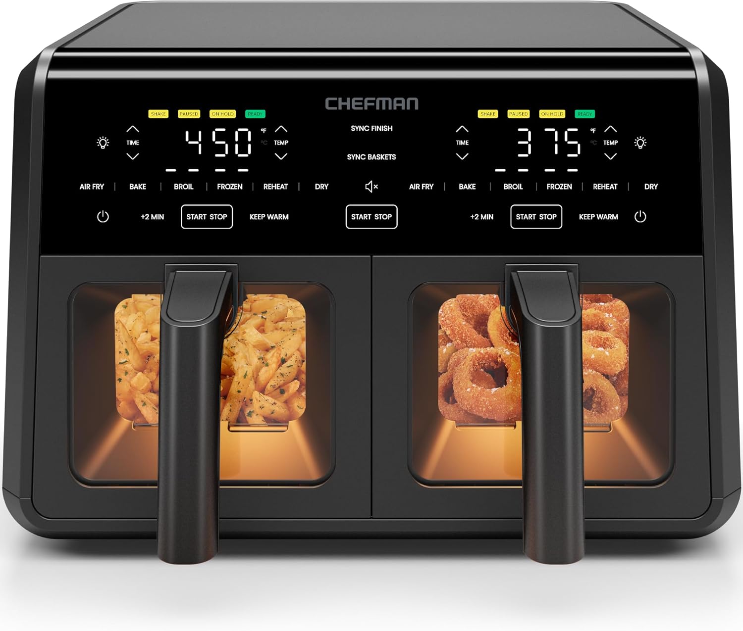 Modern Home Dual Air Fryer Oven with DC Motor – 9 Qt. Double Basket Air Fryer