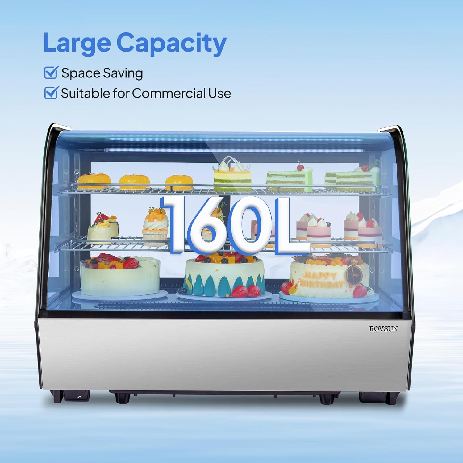New NSF Certified Commercial Refrigerator Countertop Display with LED Lighting - Automatic Air Cooling